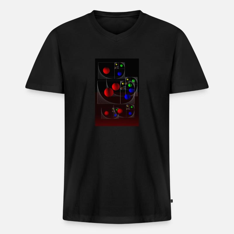 Fibonacci on black - Männer Premium Bio T-Shirt mit V-Ausschnitt - Schwarz