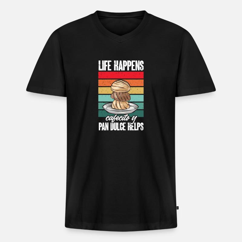 Concha Hispanic Mexikanisch Pan Dulce - Männer Premium Bio T-Shirt mit V-Ausschnitt - Schwarz