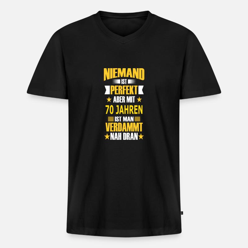 70 JAHREN - Männer Premium Bio T-Shirt mit V-Ausschnitt - Schwarz