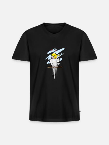 Cockatiel - Men's Premium Organic T-shirt with V-neck - black