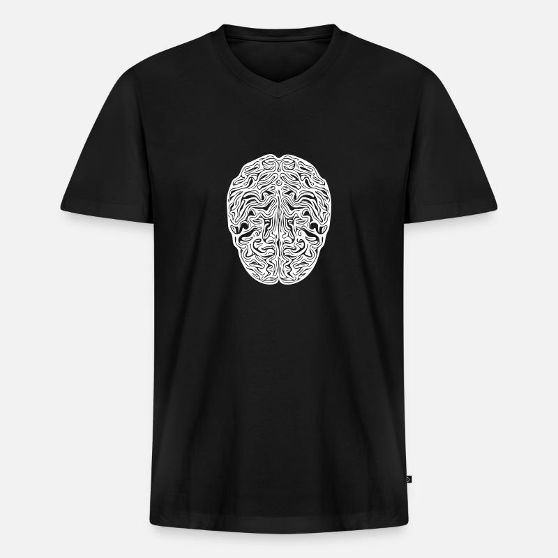 Gehirn - Anatomischer Vector - Männer Premium Bio T-Shirt mit V-Ausschnitt - Schwarz