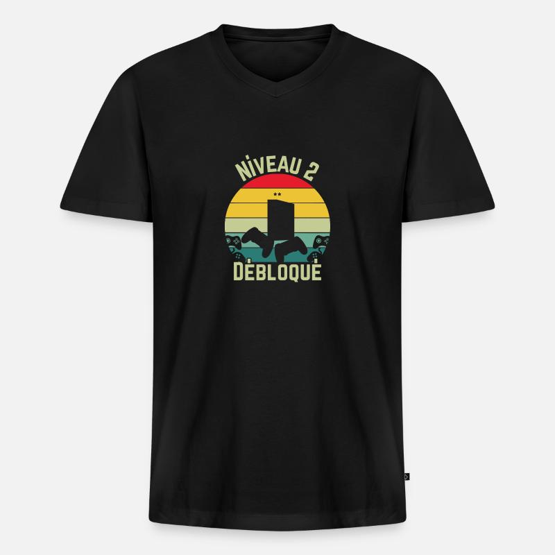 Level 2 freigeschaltet - Männer Premium Bio T-Shirt mit V-Ausschnitt - Schwarz