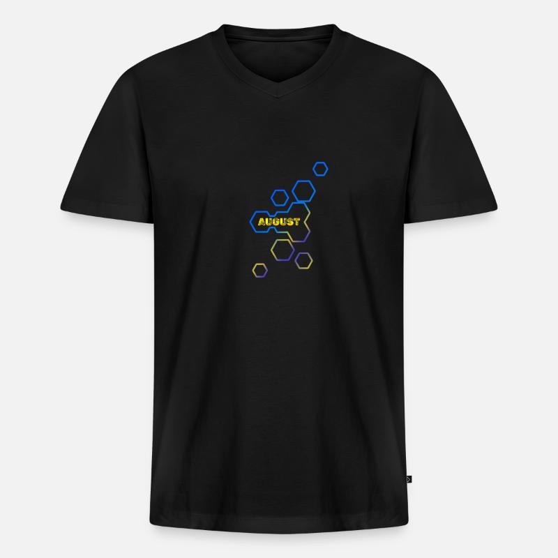 Name August - Männer Premium Bio T-Shirt mit V-Ausschnitt - Schwarz