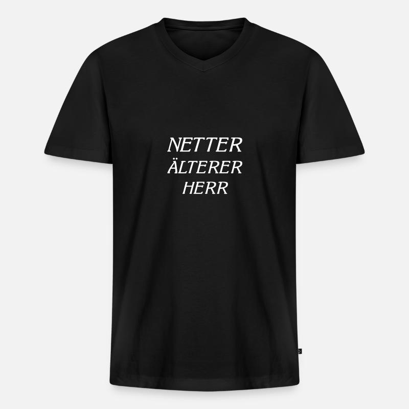 NETTER ÄLTERER HERR - Männer Premium Bio T-Shirt mit V-Ausschnitt - Schwarz
