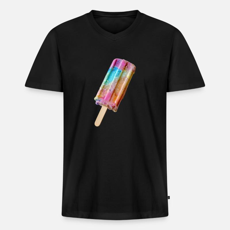 Eis am Stil Regenbogen - Männer Premium Bio T-Shirt mit V-Ausschnitt - Schwarz