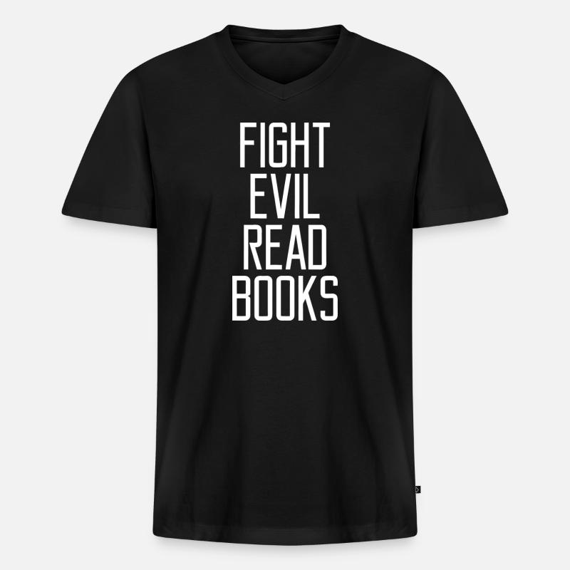 Fight Evil-Lesebücher - Männer Premium Bio T-Shirt mit V-Ausschnitt - Schwarz
