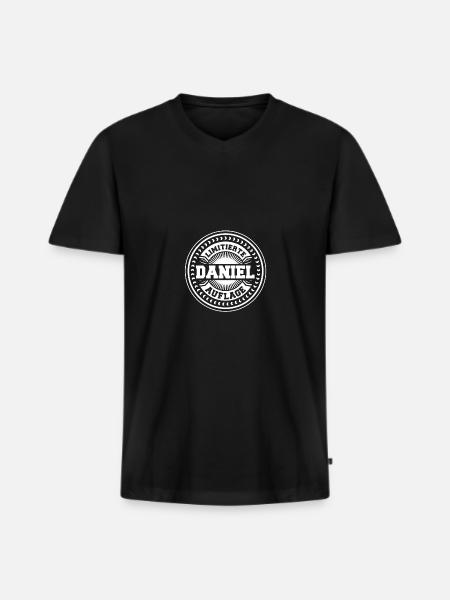 Daniel - T-shirt encolure en V Premium bio Homme - noir
