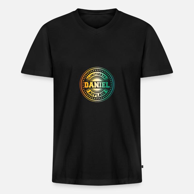 Daniel - Männer Premium Bio T-Shirt mit V-Ausschnitt - Schwarz