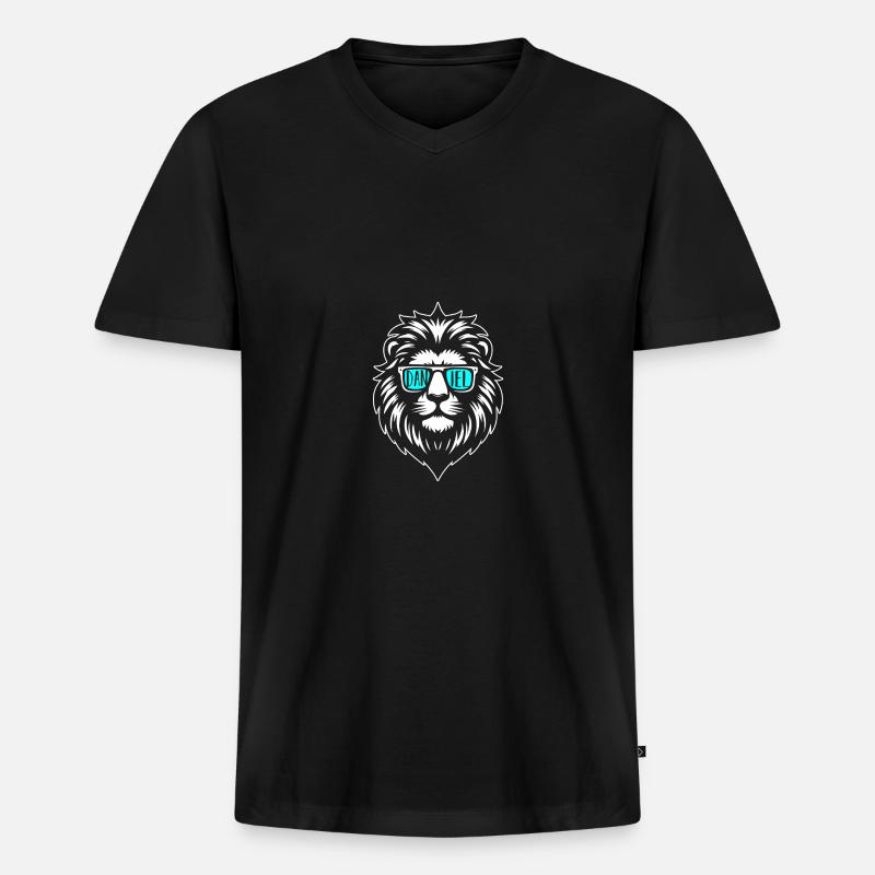 Löwe Daniel - Männer Premium Bio T-Shirt mit V-Ausschnitt - Schwarz