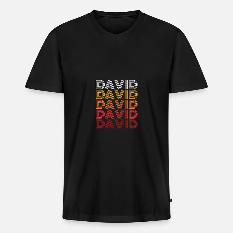 David - Männer Premium Bio T-Shirt mit V-Ausschnitt - Schwarz