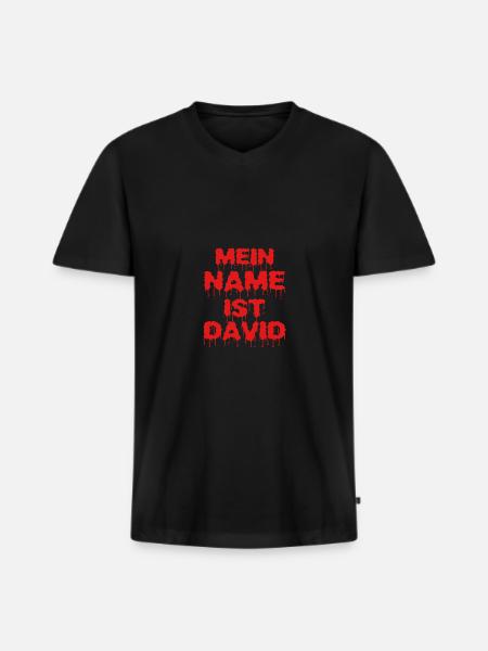 David - Men's Premium Organic T-shirt with V-neck - black