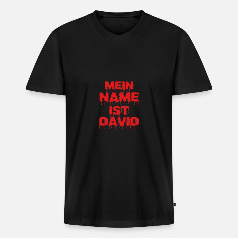David - Männer Premium Bio T-Shirt mit V-Ausschnitt - Schwarz