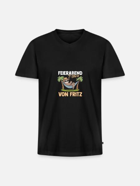 Sloth Fritz - Men's Premium Organic T-shirt with V-neck - black
