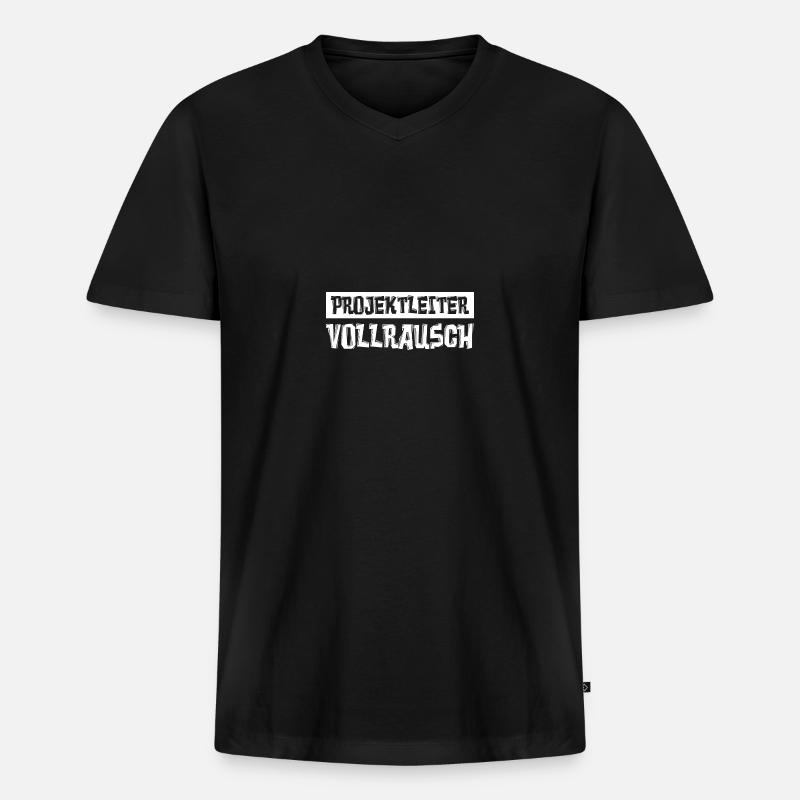 Projektleiter Voll - Männer Premium Bio T-Shirt mit V-Ausschnitt - Schwarz