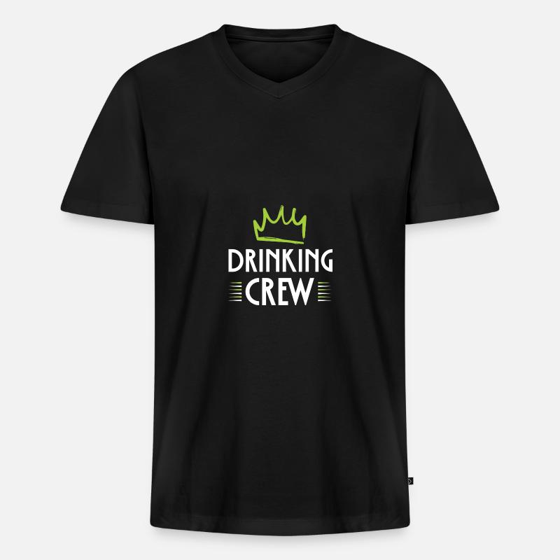 Drinking Crew - Männer Premium Bio T-Shirt mit V-Ausschnitt - Schwarz