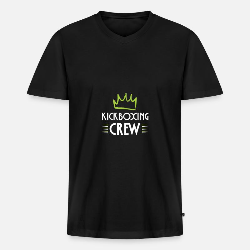 Kickboxing Crew - Männer Premium Bio T-Shirt mit V-Ausschnitt - Schwarz