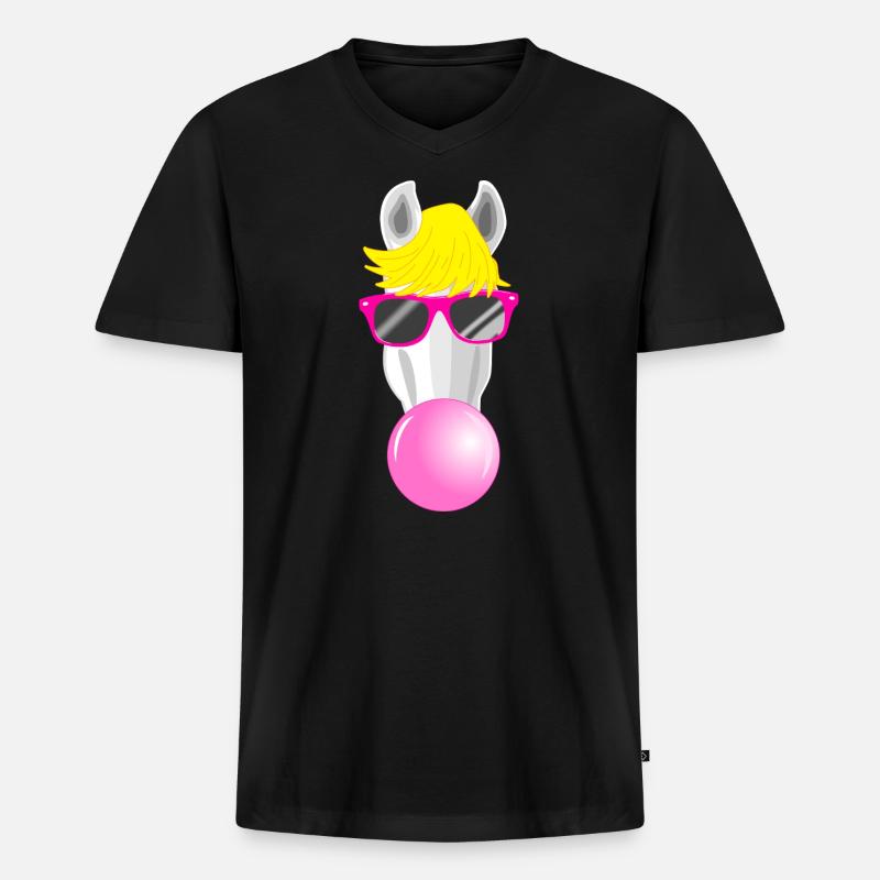 Cooles Pferd - Männer Premium Bio T-Shirt mit V-Ausschnitt - Schwarz