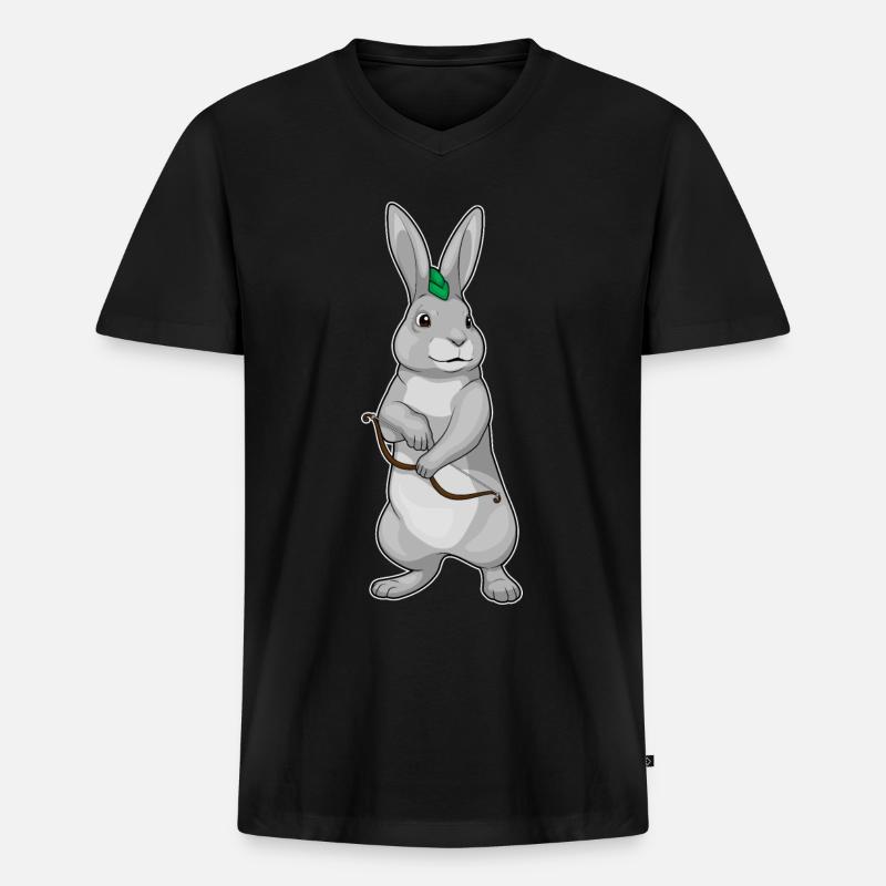 Hase Bogenschütze Bogen - Männer Premium Bio T-Shirt mit V-Ausschnitt - Schwarz