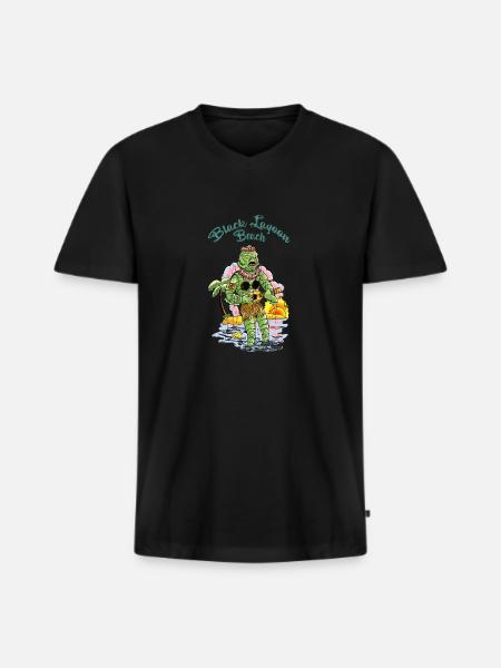 vahinedulagoon - T-shirt encolure en V Premium bio Homme - noir