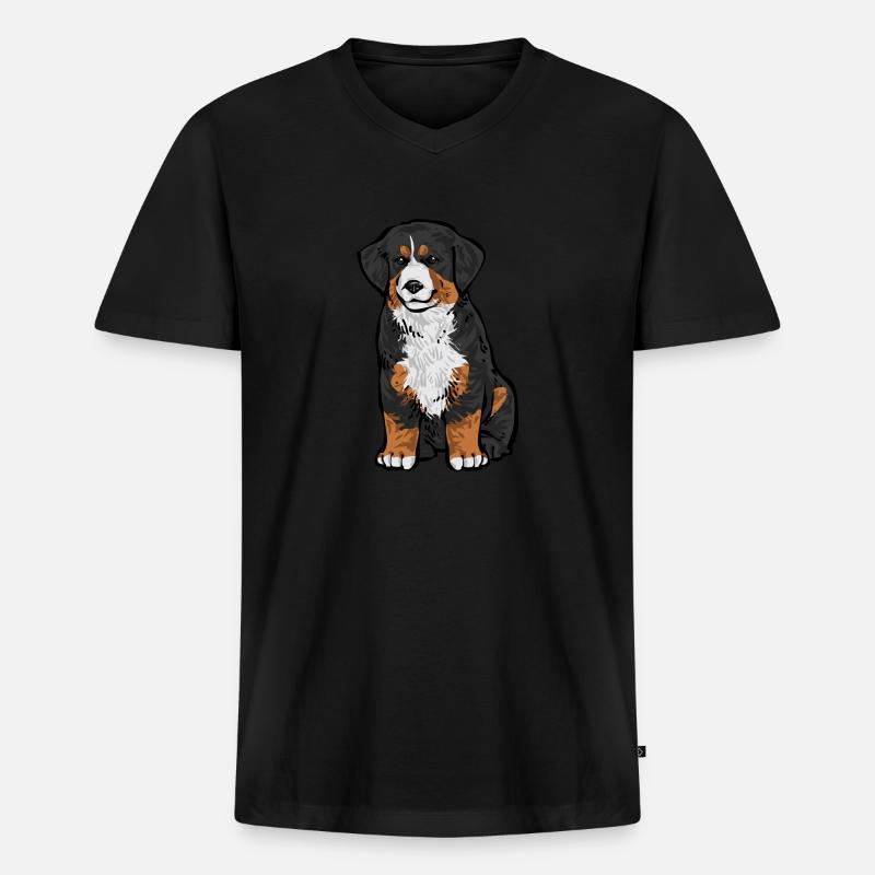 Berner Sennenhund - Männer Premium Bio T-Shirt mit V-Ausschnitt - Schwarz