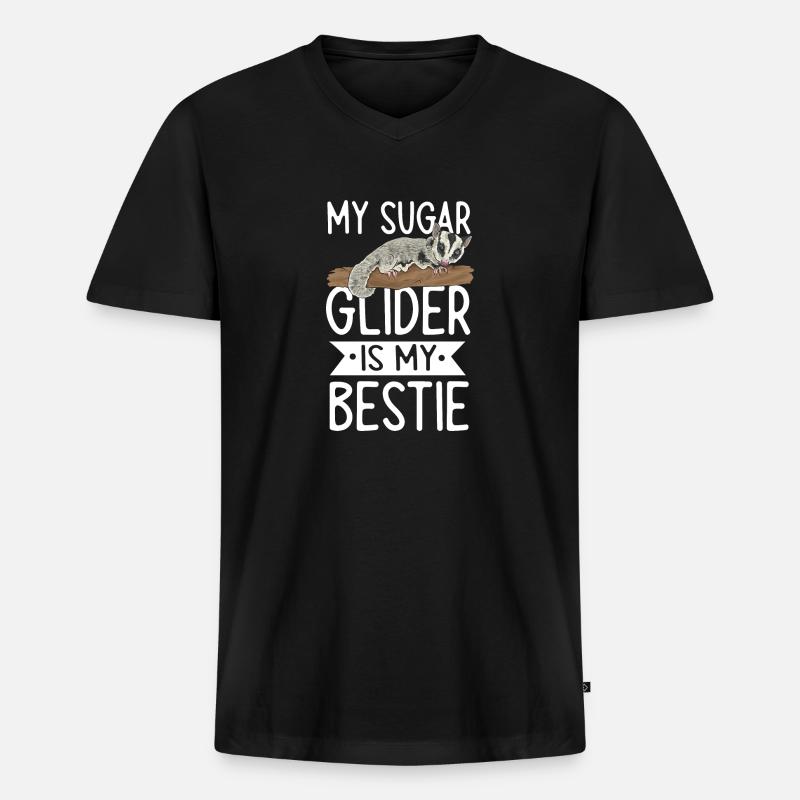 Kurzkopfgleitbeutler Sugar Glider - Männer Premium Bio T-Shirt mit V-Ausschnitt - Schwarz