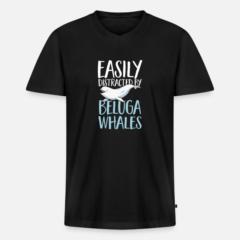 Weißwal Beluga Wal - Männer Premium Bio T-Shirt mit V-Ausschnitt - Schwarz