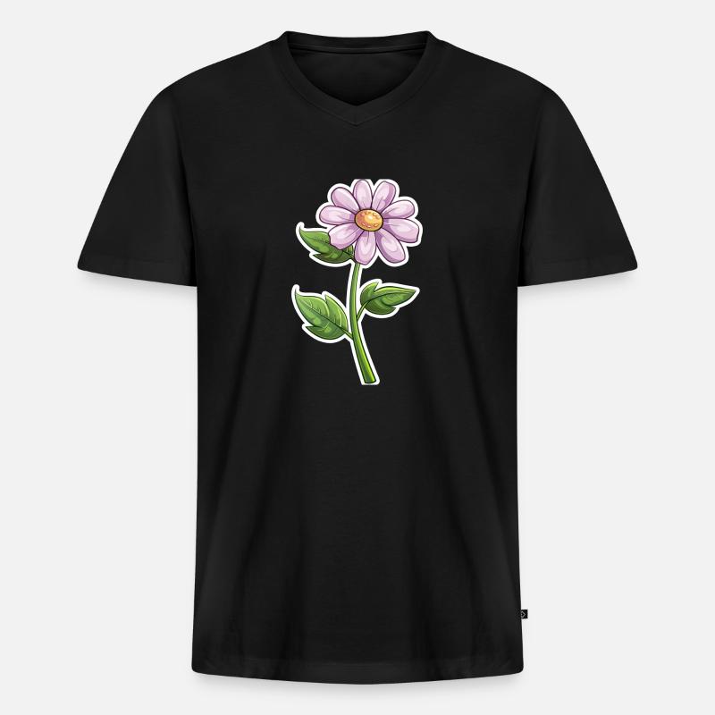 Blumen - Männer Premium Bio T-Shirt mit V-Ausschnitt - Schwarz