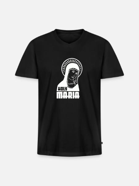 Holy Maria - Männer Premium Bio T-Shirt mit V-Ausschnitt - Schwarz