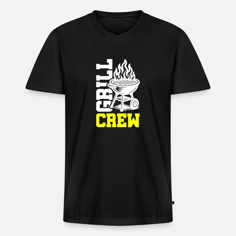 Grill Crew - Männer Premium Bio T-Shirt mit V-Ausschnitt - Schwarz