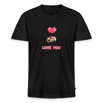 Love You - Men's Premium Organic T-shirt with V-neck - black - Front - Nico (187cm)