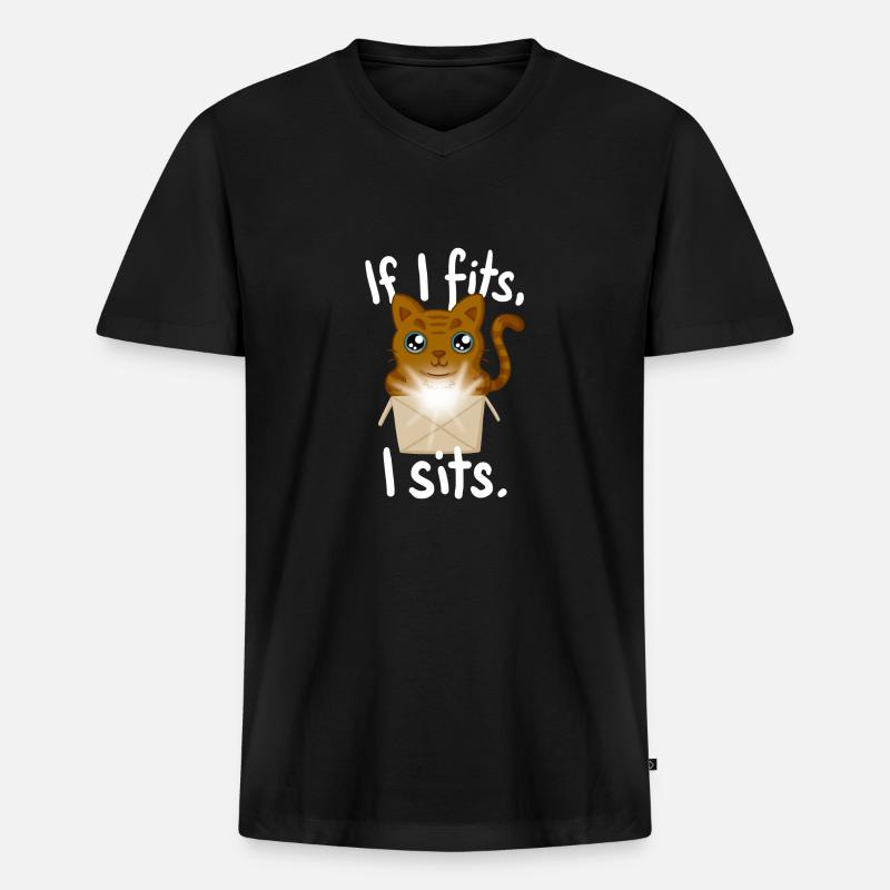 If I fits, I sits - Männer Premium Bio T-Shirt mit V-Ausschnitt - Schwarz