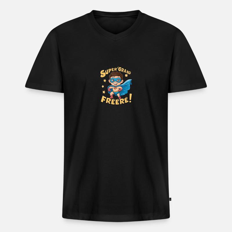 Super großer Bruder - Männer Premium Bio T-Shirt mit V-Ausschnitt - Schwarz
