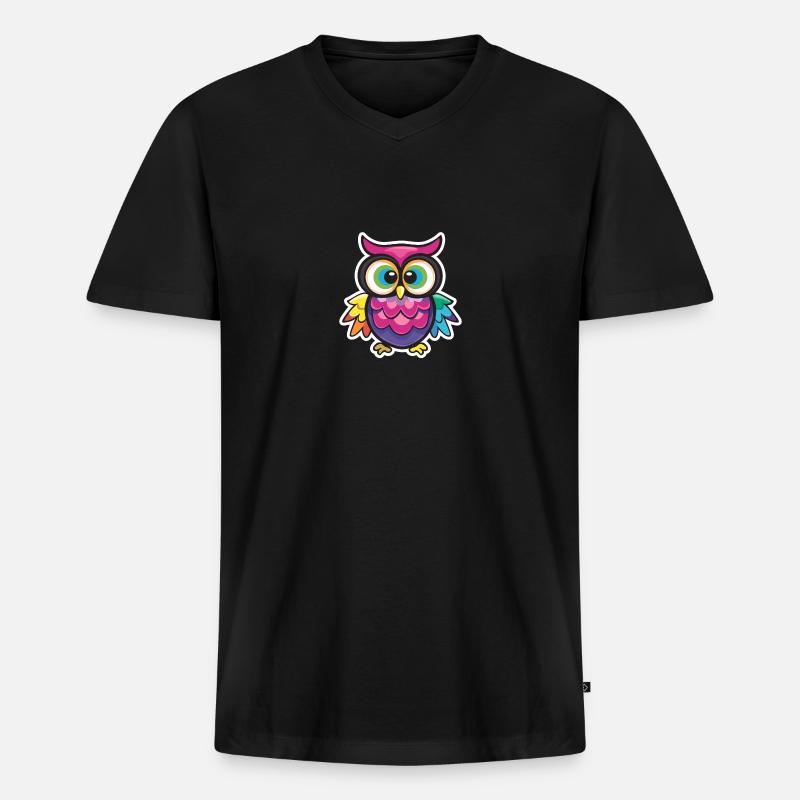 Niedliche Eule Kawaii Maskottchen - Männer Premium Bio T-Shirt mit V-Ausschnitt - Schwarz
