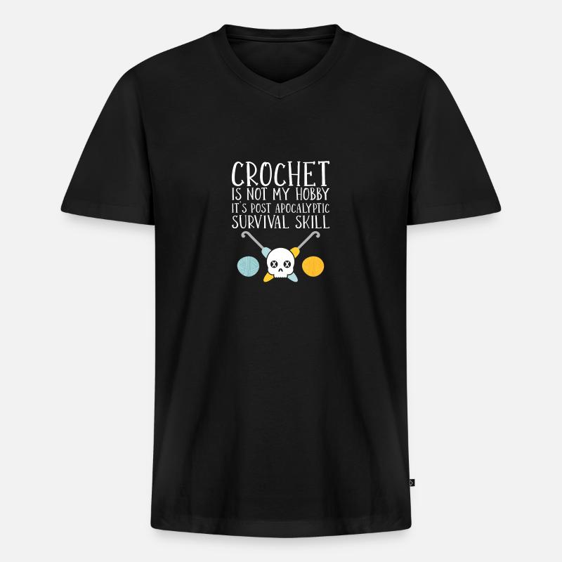 Häkeln - Männer Premium Bio T-Shirt mit V-Ausschnitt - Schwarz
