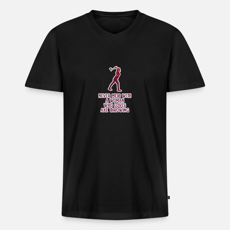 Axt werfen Axtwerfen - Männer Premium Bio T-Shirt mit V-Ausschnitt - Schwarz