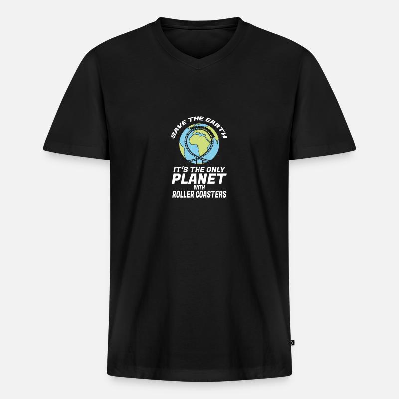 Achterbahn Freizeitpark Vergnügungspark - Männer Premium Bio T-Shirt mit V-Ausschnitt - Schwarz