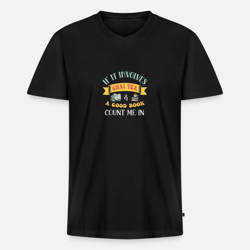 Chai Latte Tee trinken Teetrinker - Männer Premium Bio T-Shirt mit V-Ausschnitt - Schwarz