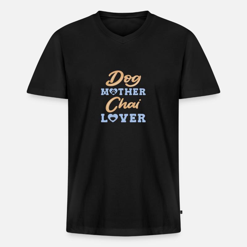 Chai Latte Tee trinken Teetrinker - Männer Premium Bio T-Shirt mit V-Ausschnitt - Schwarz