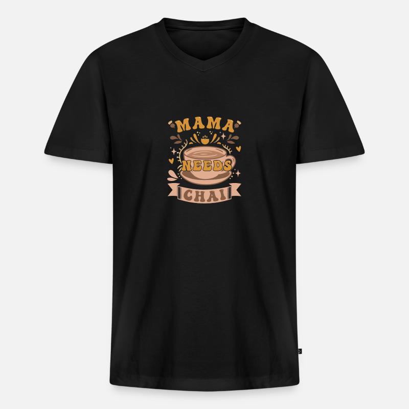 Chai Latte Tee trinken Teetrinker - Männer Premium Bio T-Shirt mit V-Ausschnitt - Schwarz