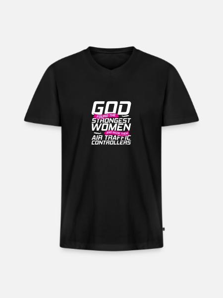Fluglotse Flughafen Tower - Männer Premium Bio T-Shirt mit V-Ausschnitt - Schwarz
