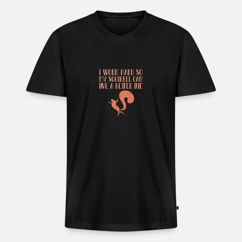 Eichhörnchen - Männer Premium Bio T-Shirt mit V-Ausschnitt - Schwarz