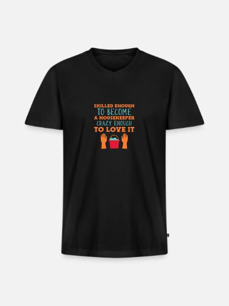 Femme de ménage Ménage - T-shirt encolure en V Premium bio Homme - noir