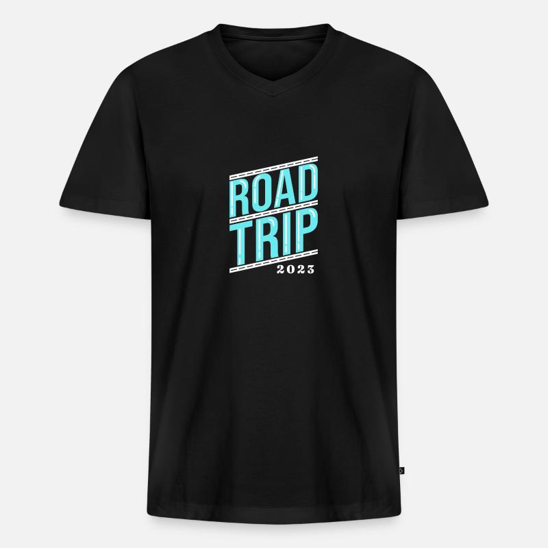 Road Trip - Männer Premium Bio T-Shirt mit V-Ausschnitt - Schwarz