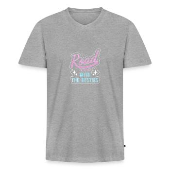 Road Trip - T-shirt encolure en V Premium bio Homme - gris chiné - Devant