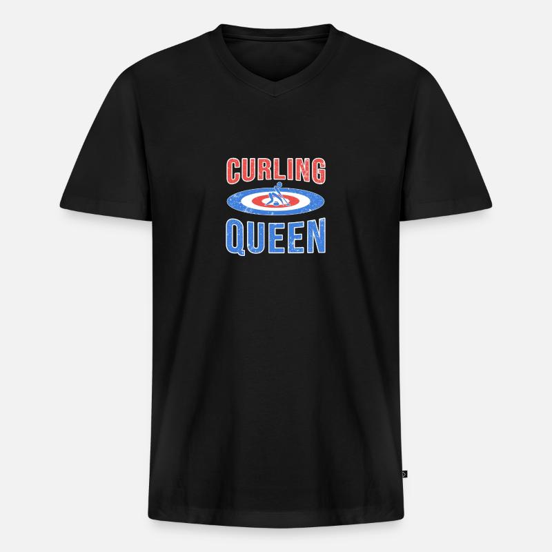 Curling - Männer Premium Bio T-Shirt mit V-Ausschnitt - Schwarz