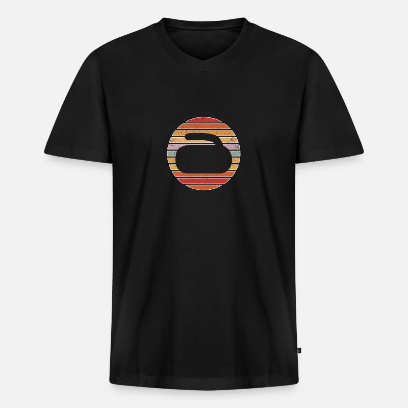 Curling - Männer Premium Bio T-Shirt mit V-Ausschnitt - Schwarz