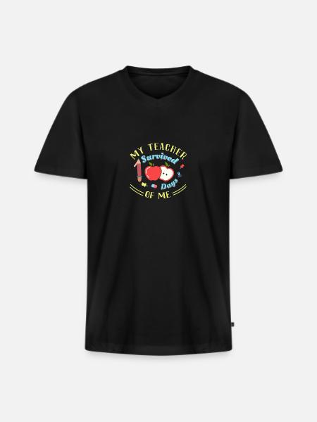 100 Days Of School - Men's Premium Organic T-shirt with V-neck - black