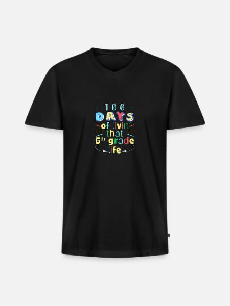 100 Days Of School - Men's Premium Organic T-shirt with V-neck - black