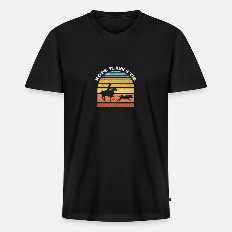 Team Roping - Männer Premium Bio T-Shirt mit V-Ausschnitt - Schwarz