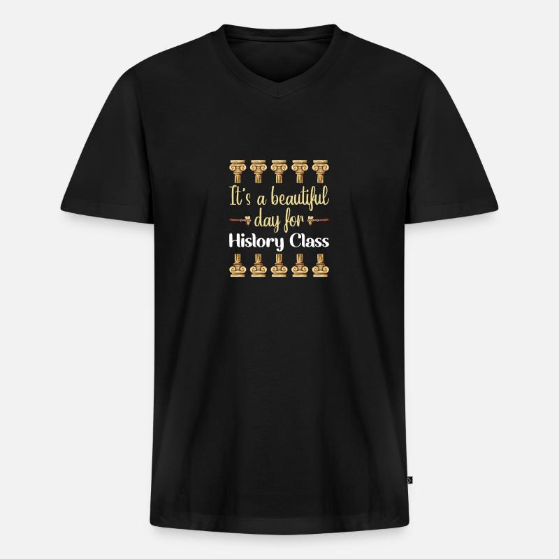 Geschichtslehrer - Männer Premium Bio T-Shirt mit V-Ausschnitt - Schwarz